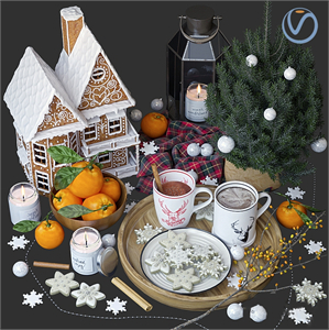 Modern food coffee fruit plate 3d model
